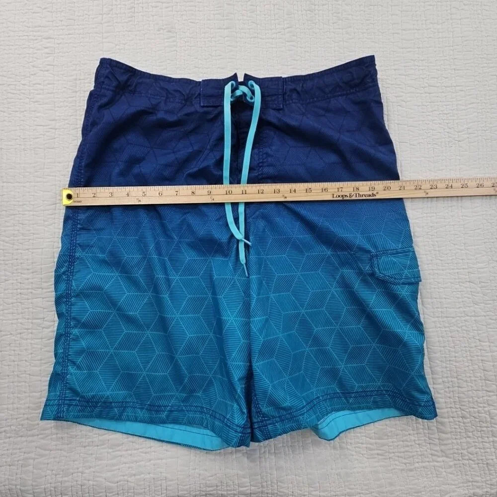 Speedo Lined Board Shorts Men's XL Blue Ombre‎ 1 Pocket Drawstring 10
